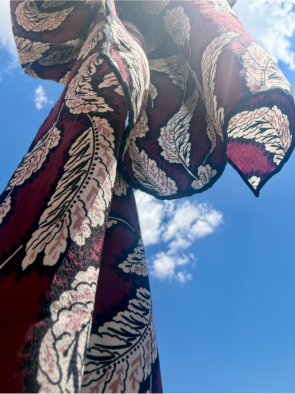 Burberry Feather Print 100% Silk Oblong Scarf